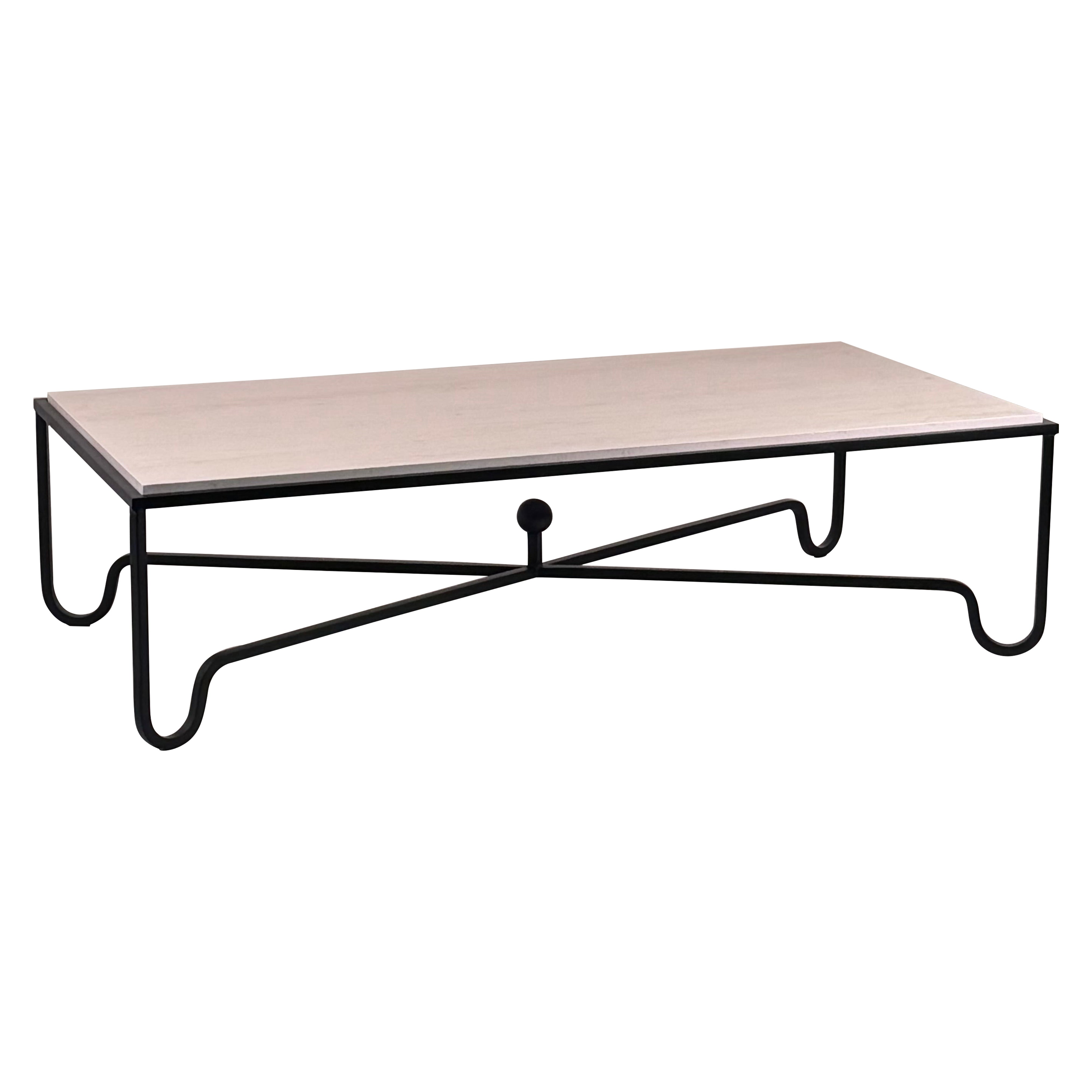 Large Cream Limestone 'Entretoise' Coffee Table by Design Frères