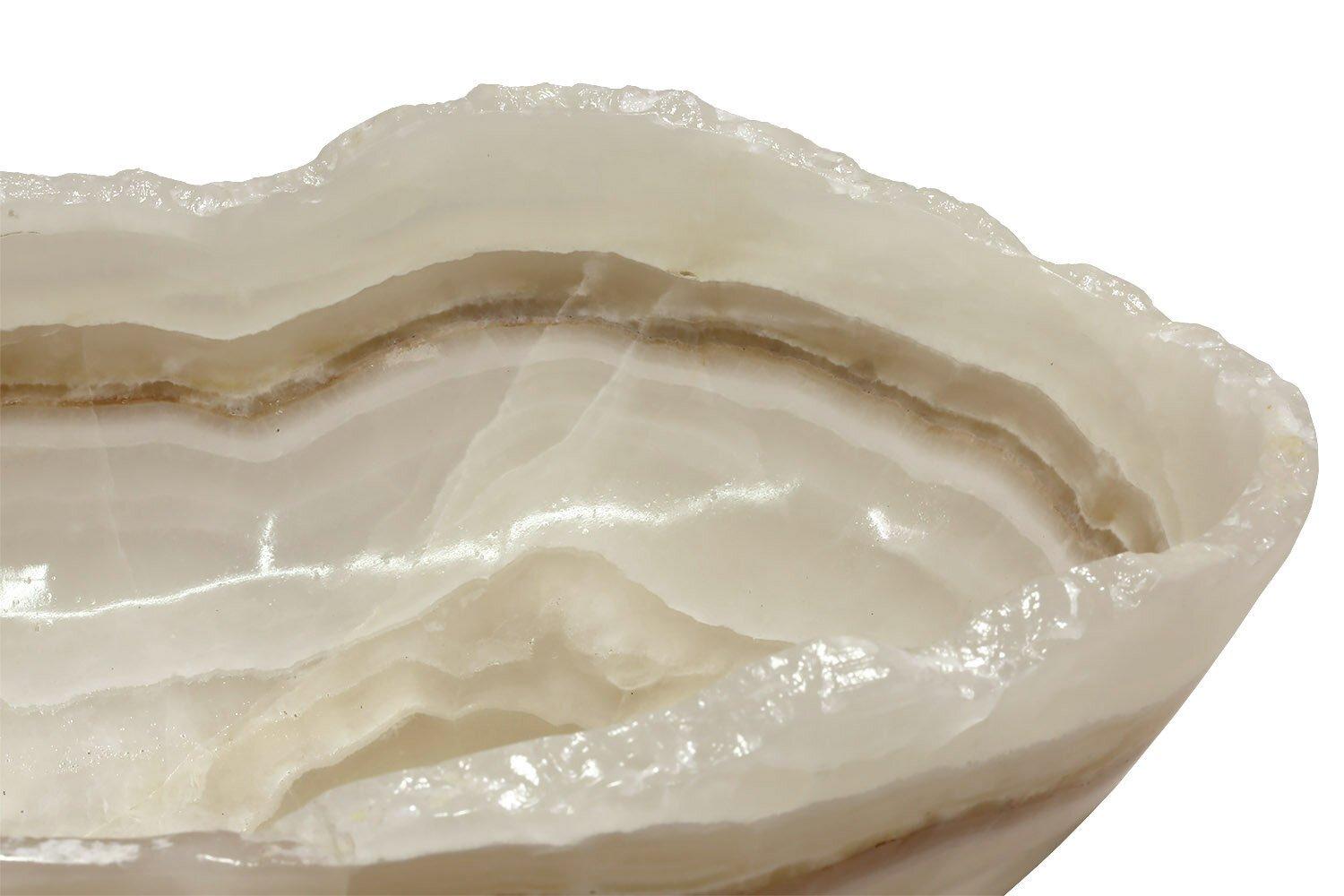 Mexican Large Creamy Handmade Natural Onyx Bowl, One of a Kind