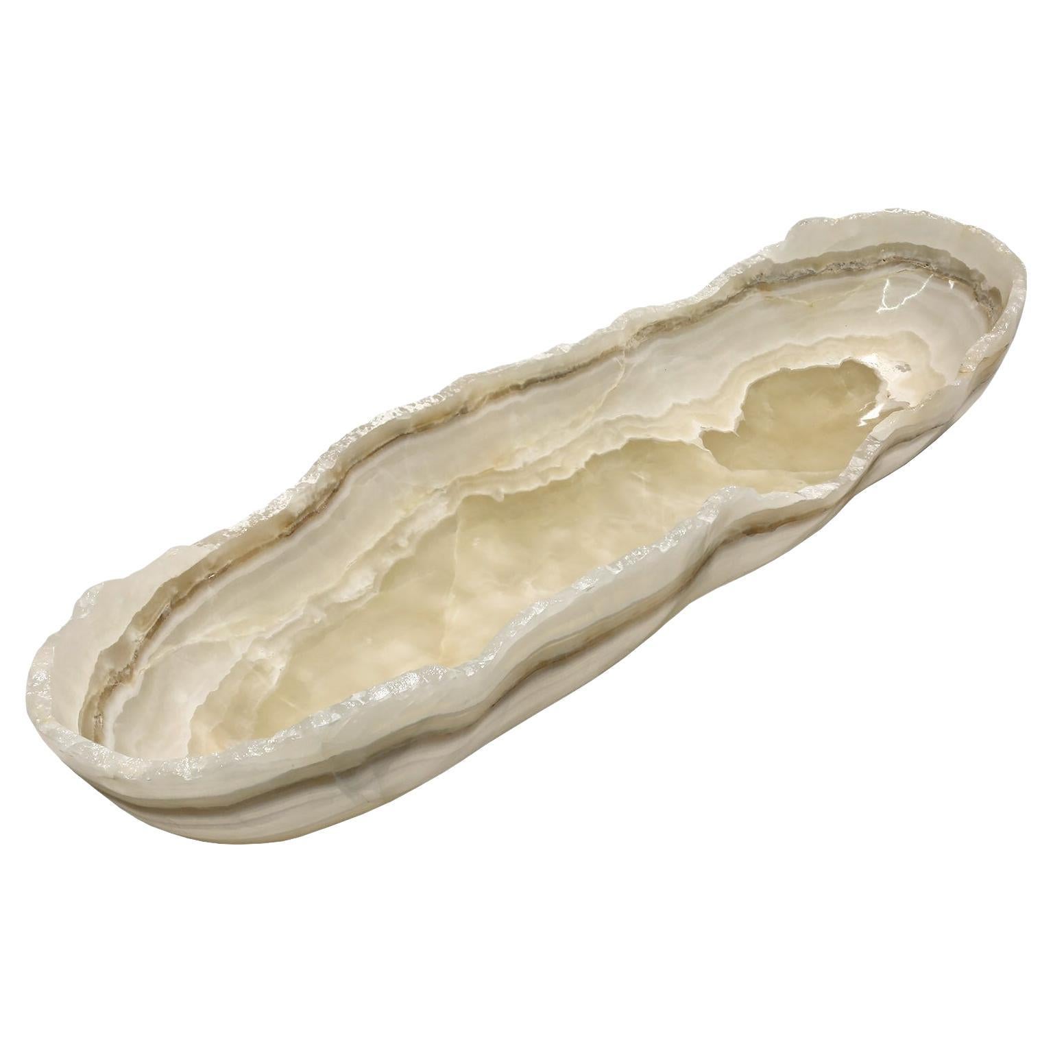 Large Creamy Handmade Natural Onyx Bowl, One of a Kind