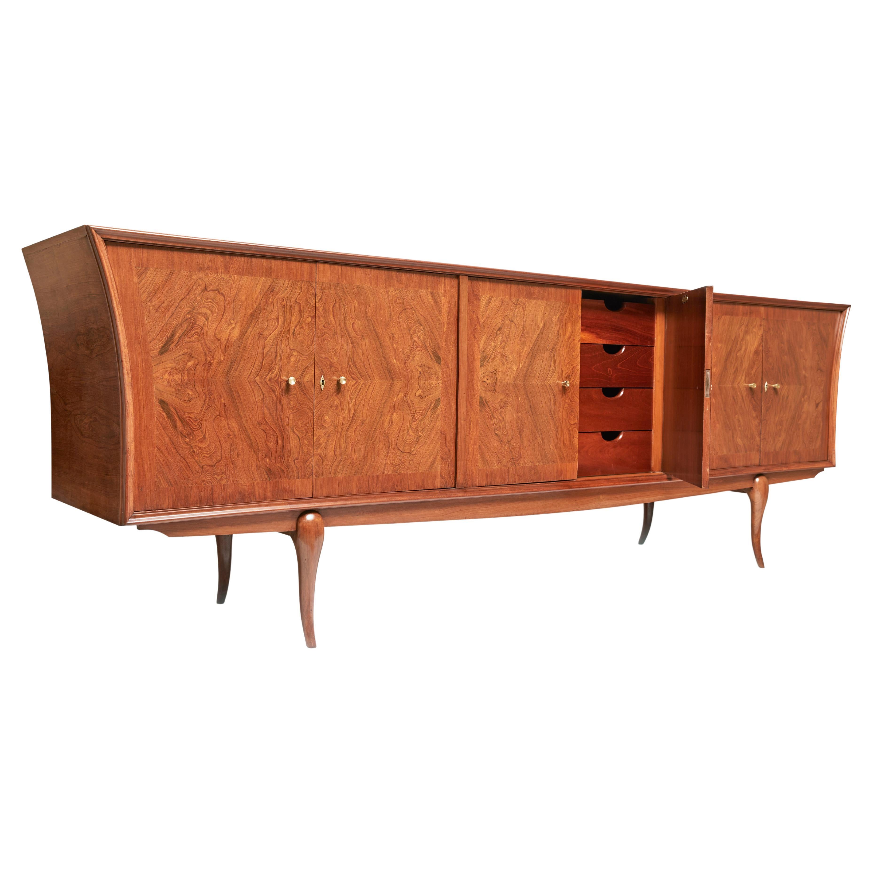 Hand-Crafted Mid-Century Modern Credenza in Caviuna Hardwood by Giuseppe Scapinelli, 1956 For Sale