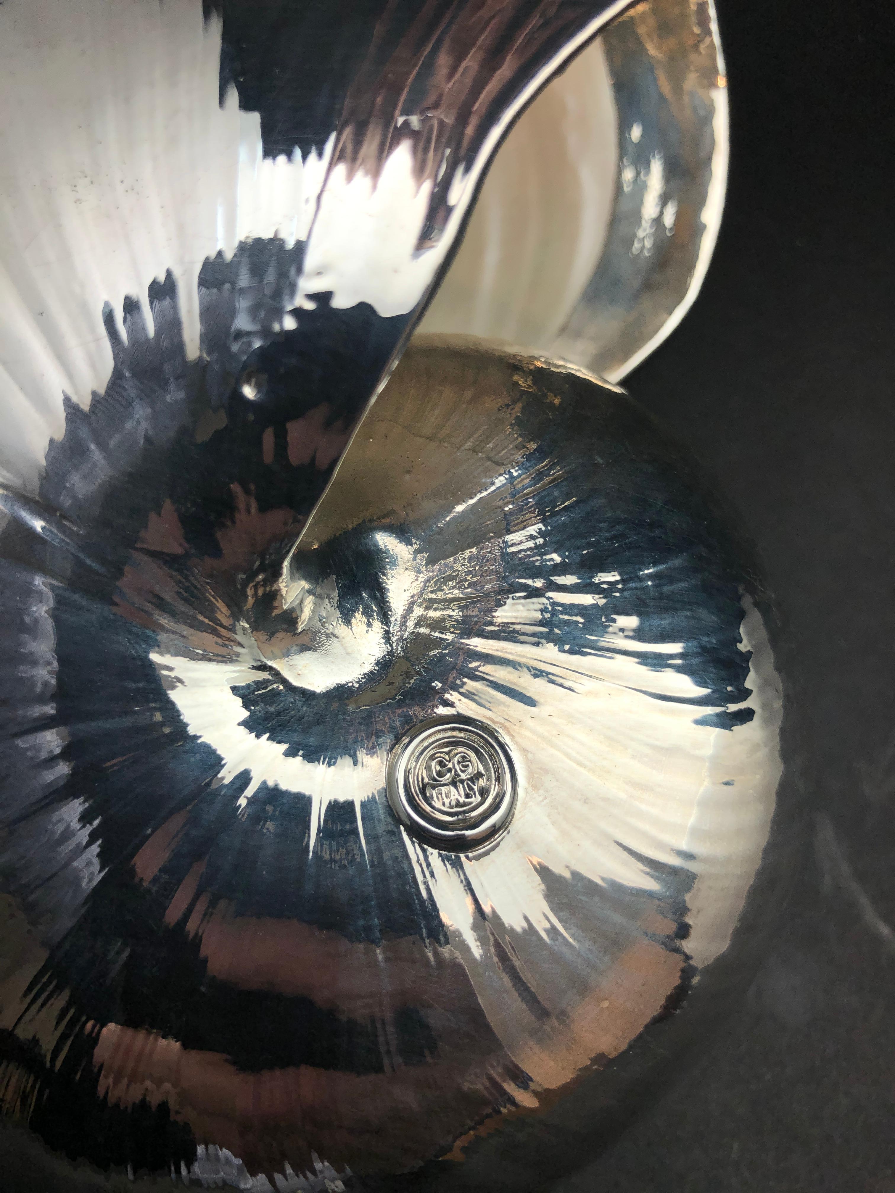 Large Creel and Gow Silvered Nautilus Sea Shell In Excellent Condition In New York, NY