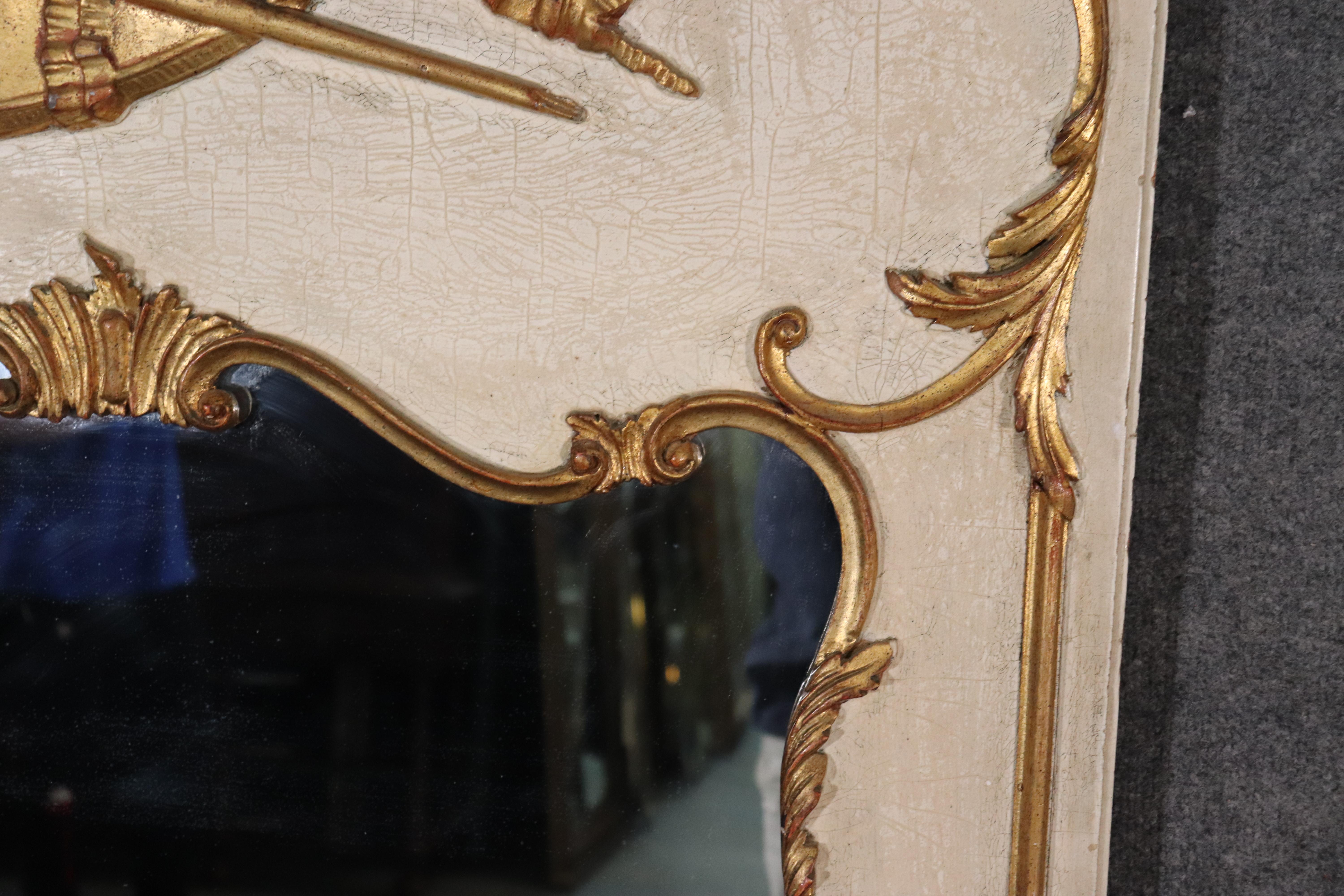 Large Crème French Gilded Trumeau Mirror Louis XV Mirror Made in Italy For Sale 1