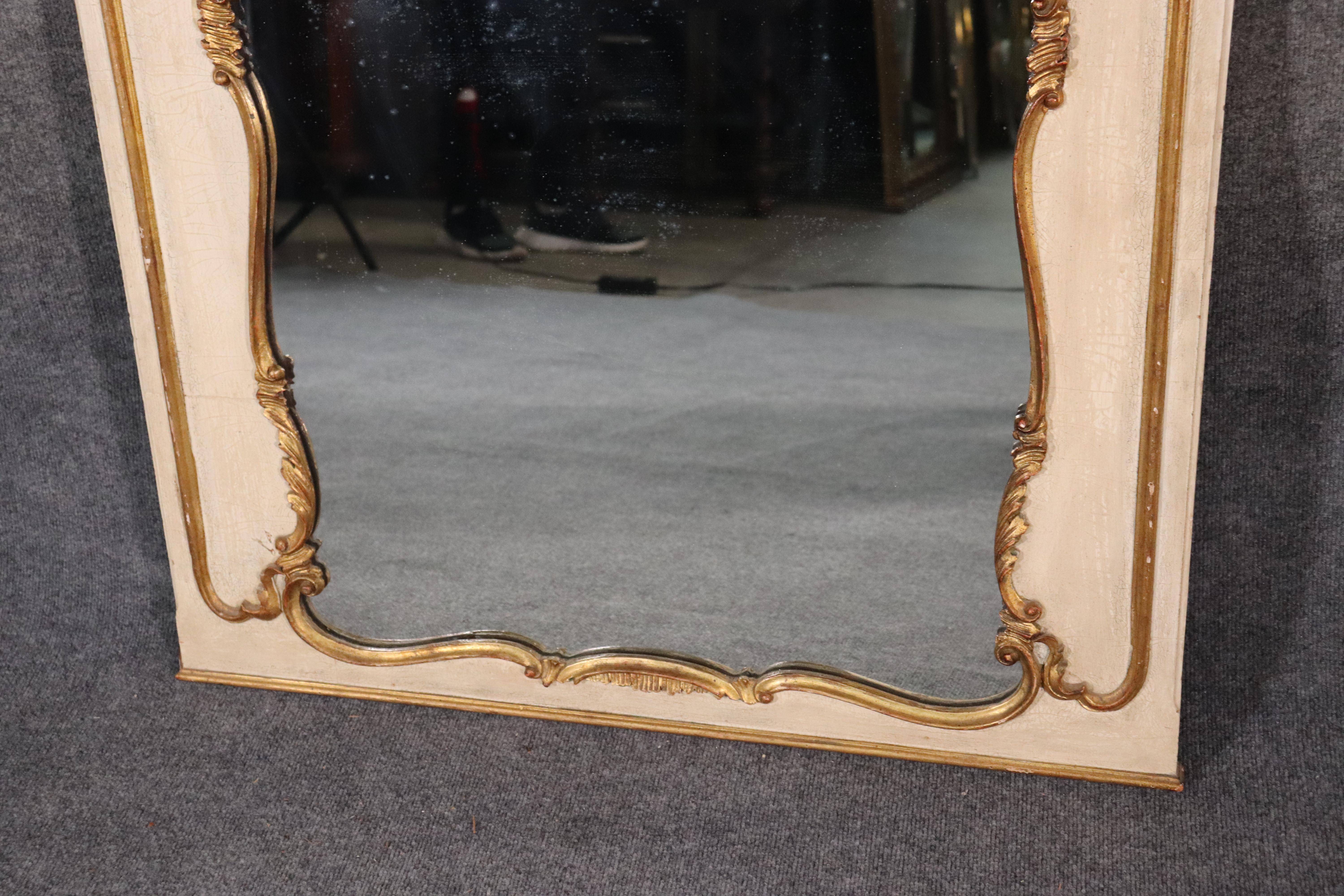 Large Crème French Gilded Trumeau Mirror Louis XV Mirror Made in Italy For Sale 2