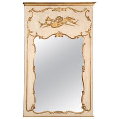Grande specchio Trumeau francese dorato color crema Specchio Luigi XV Made in Italy