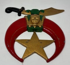 Large Crescent and Scimitar Masonic Shriners Cast Emblem Wall Plaque Freemasonry