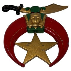 Large Crescent and Scimitar Masonic Shriners Cast Emblem Wall Plaque Freemasonry