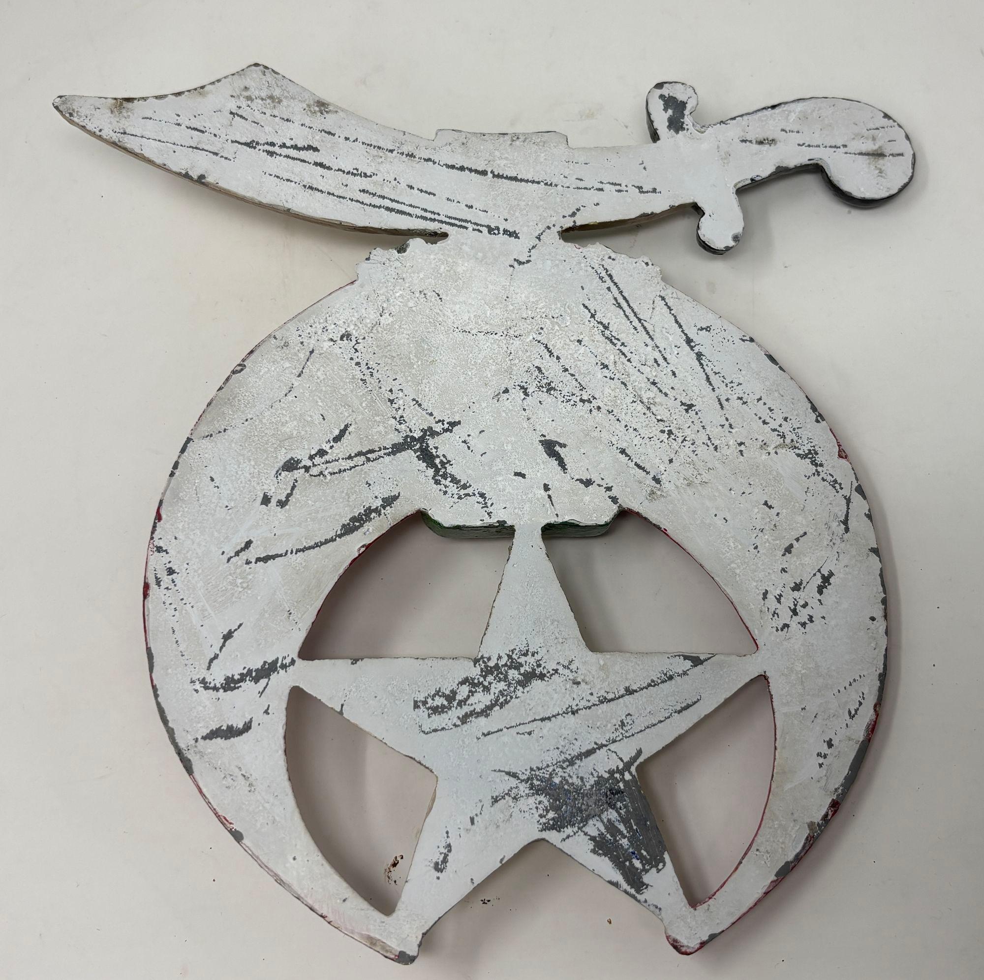 20th Century Large Crescent and Scimitar Masonic Shriners Cast Emblem Wall Plaque Freemasonry For Sale
