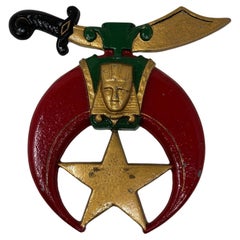 Large Crescent and Scimitar Masonic Shriners Cast Emblem Wall Plaque Freemasonry