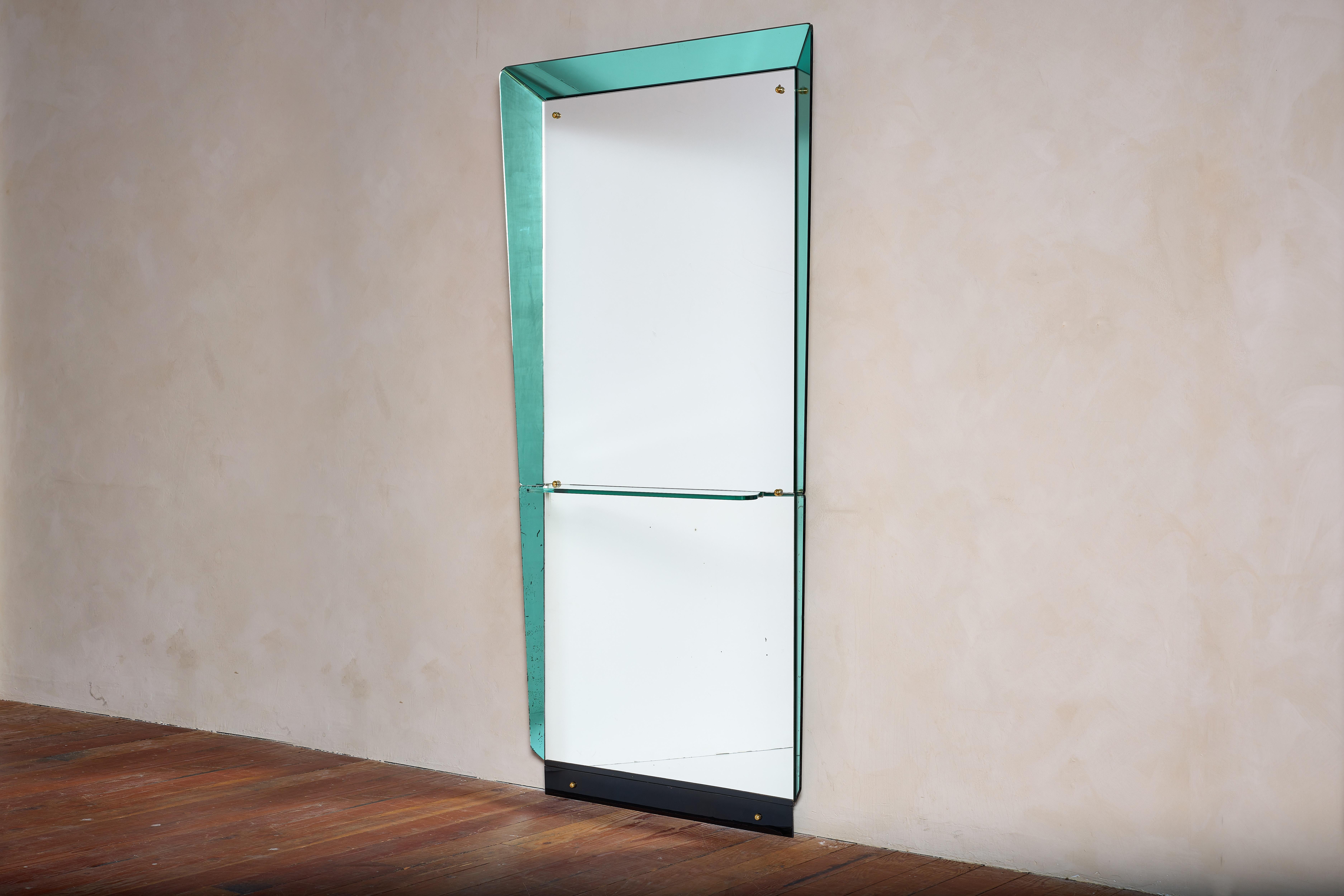 Italian Large Cristal Art Floor Mirror - Light Blue For Sale