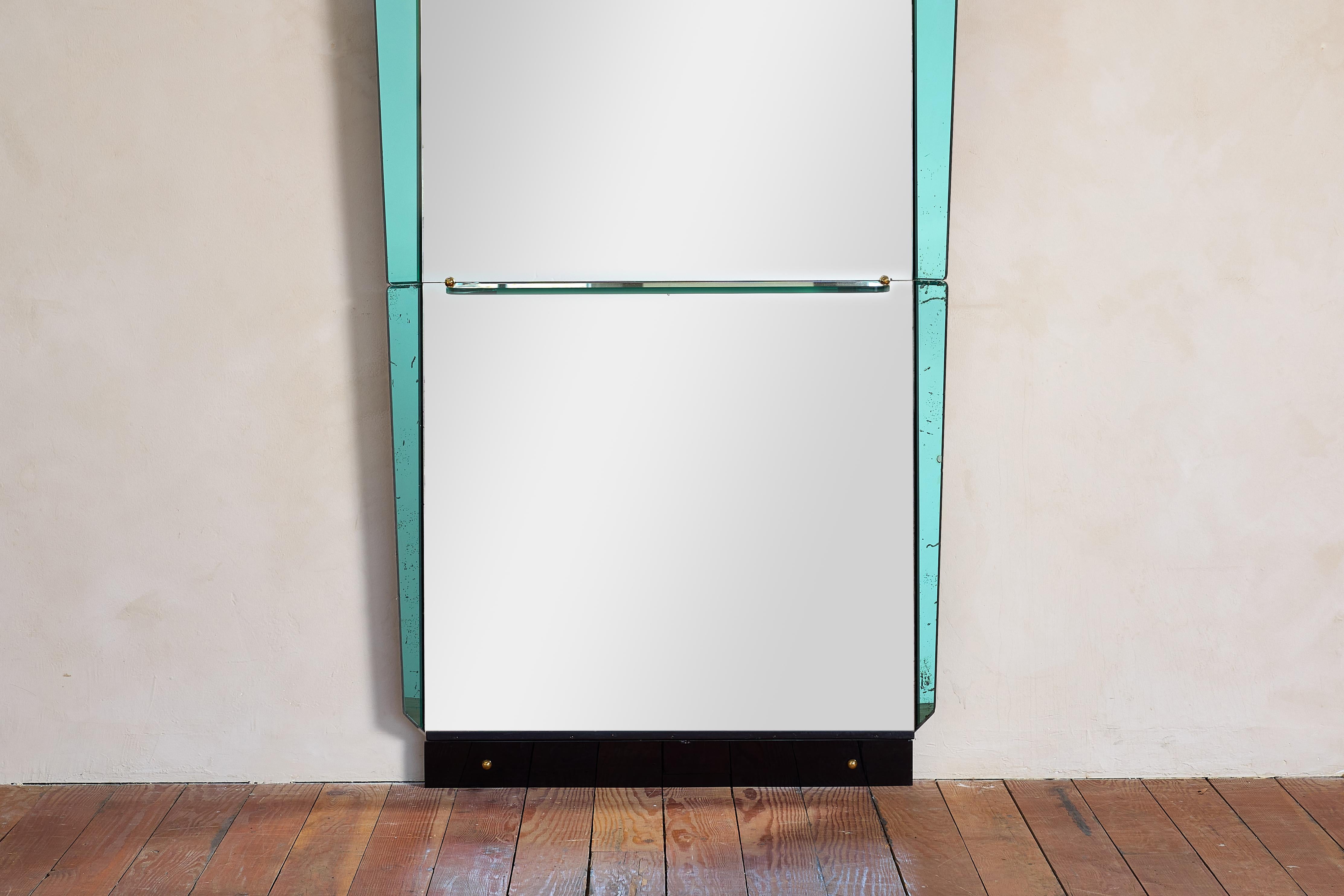 Mid-20th Century Large Cristal Art Floor Mirror - Light Blue For Sale