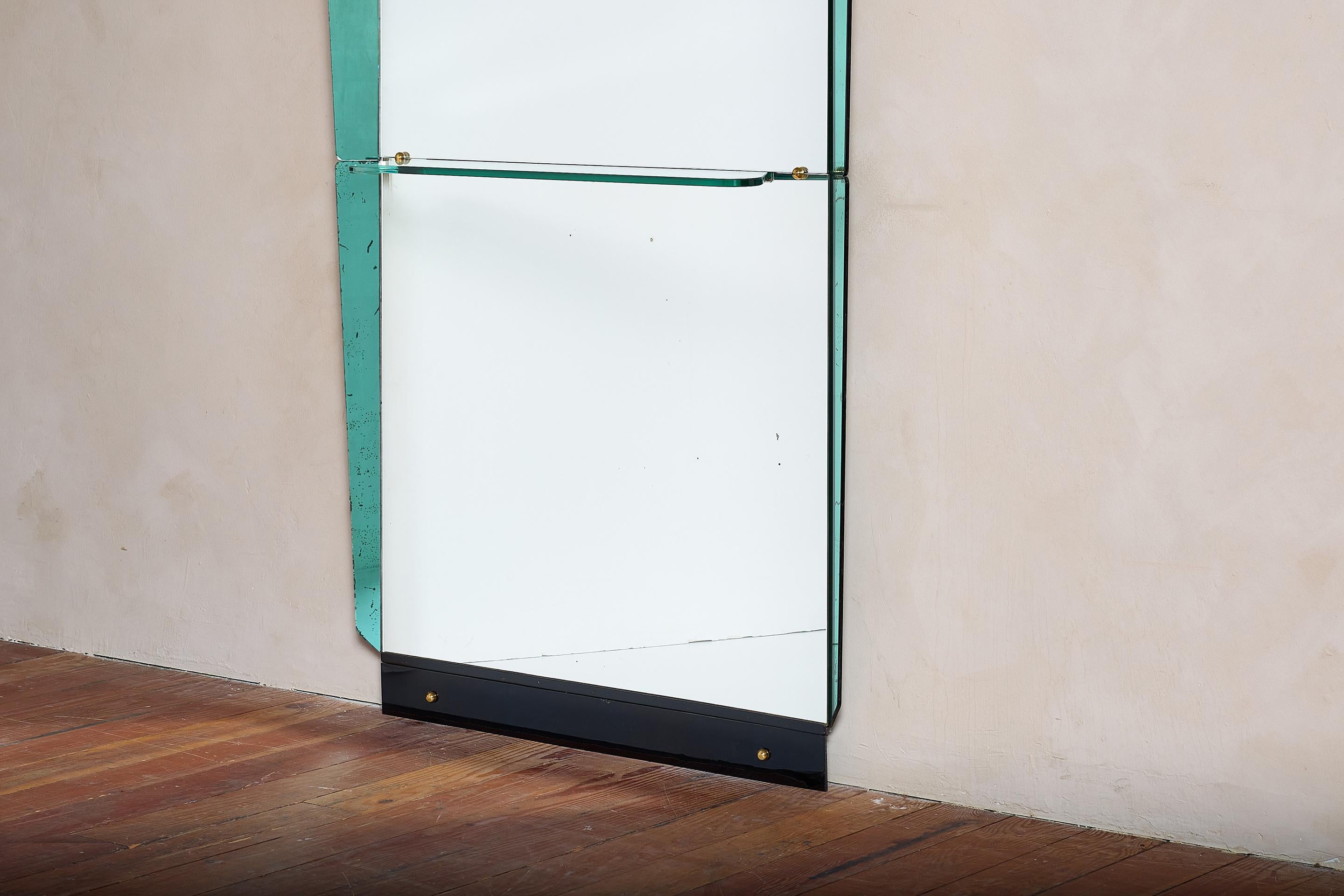 Brass Large Cristal Art Floor Mirror - Light Blue For Sale