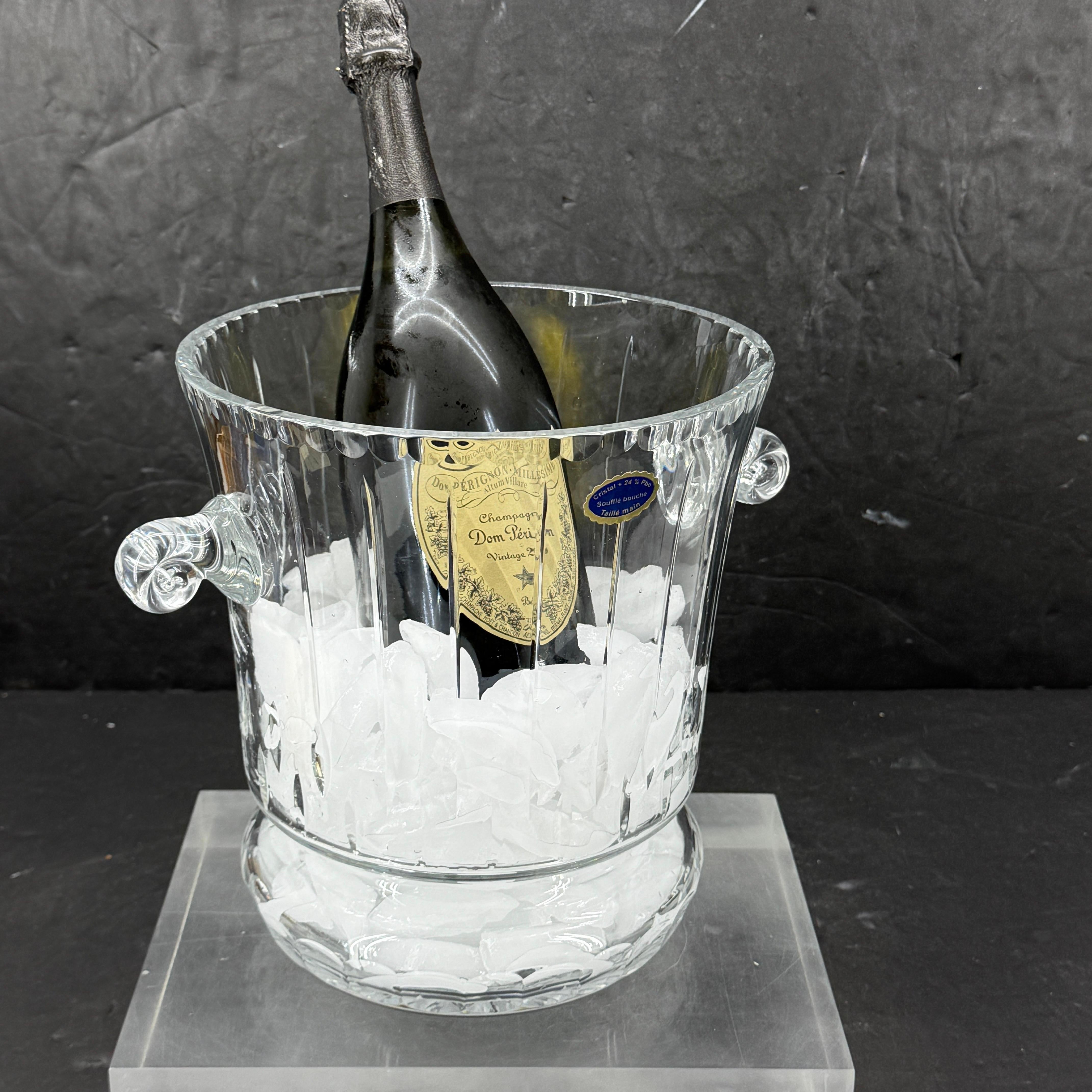 Cut Crystal Cristalleries de Lorraine Ice Bucket Wine Cooler, France. This classic pattern is a stunning combination of brilliance and clarity, characterized by the diamond and wedge cut crystal. The crisp coolness of ice and the brilliant clarity