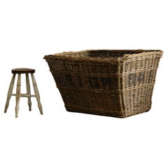 Antique Large crooked mill wicker basket.
