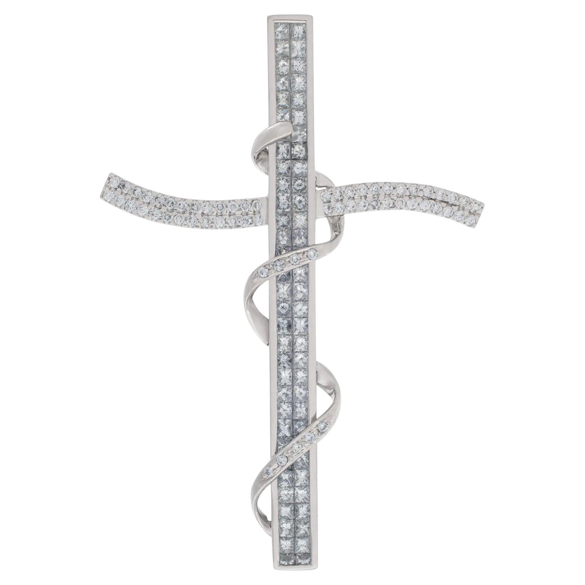 Colgante Cruz Grande en Oro Blanco de 18k