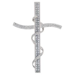 Colgante Cruz Grande en Oro Blanco de 18k