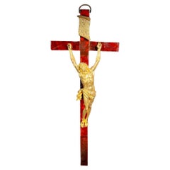Antique Large Cross With Christ In Gilt Bronze From The 17th Century