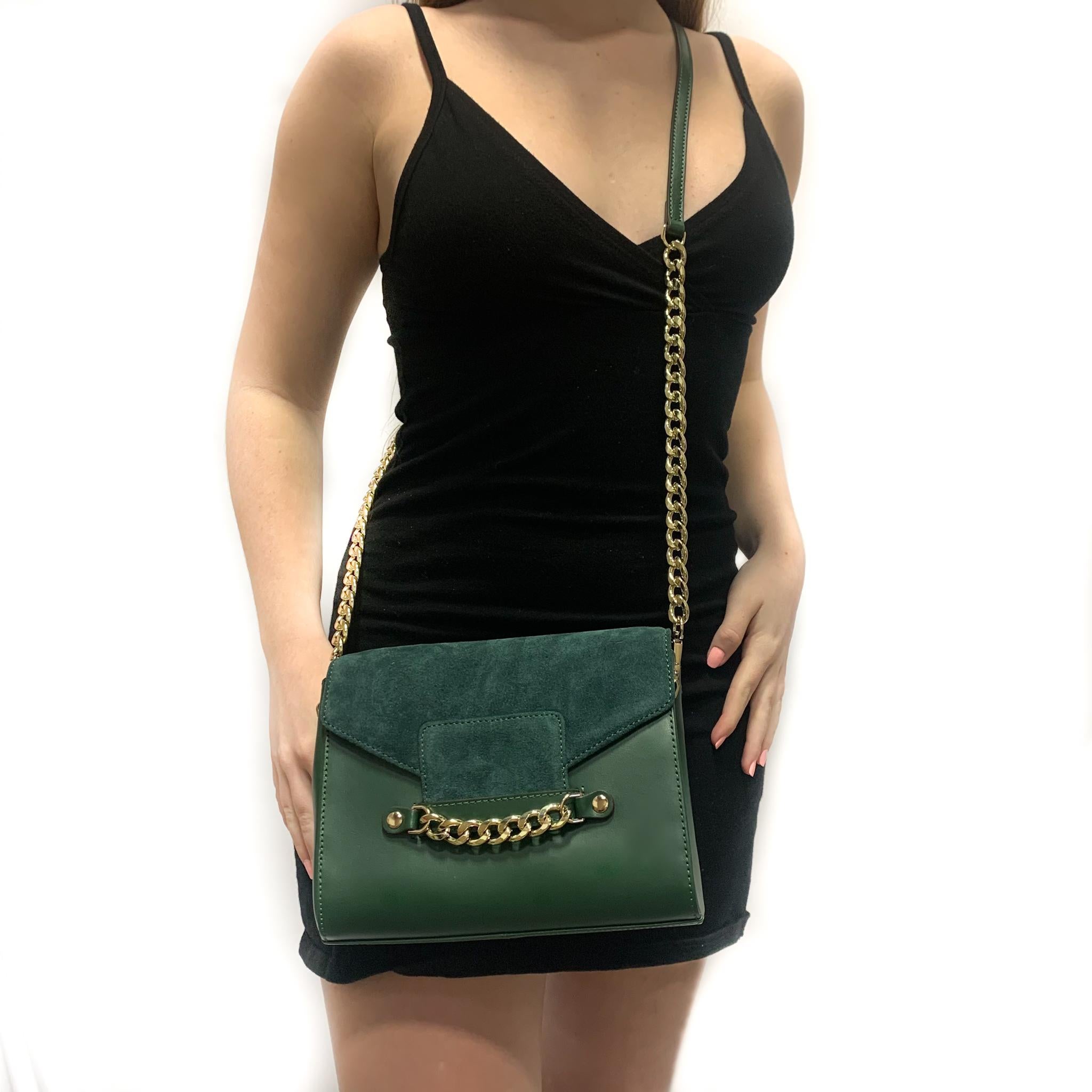 Black Large Crossbody - Mallard Green Saffiano Leather