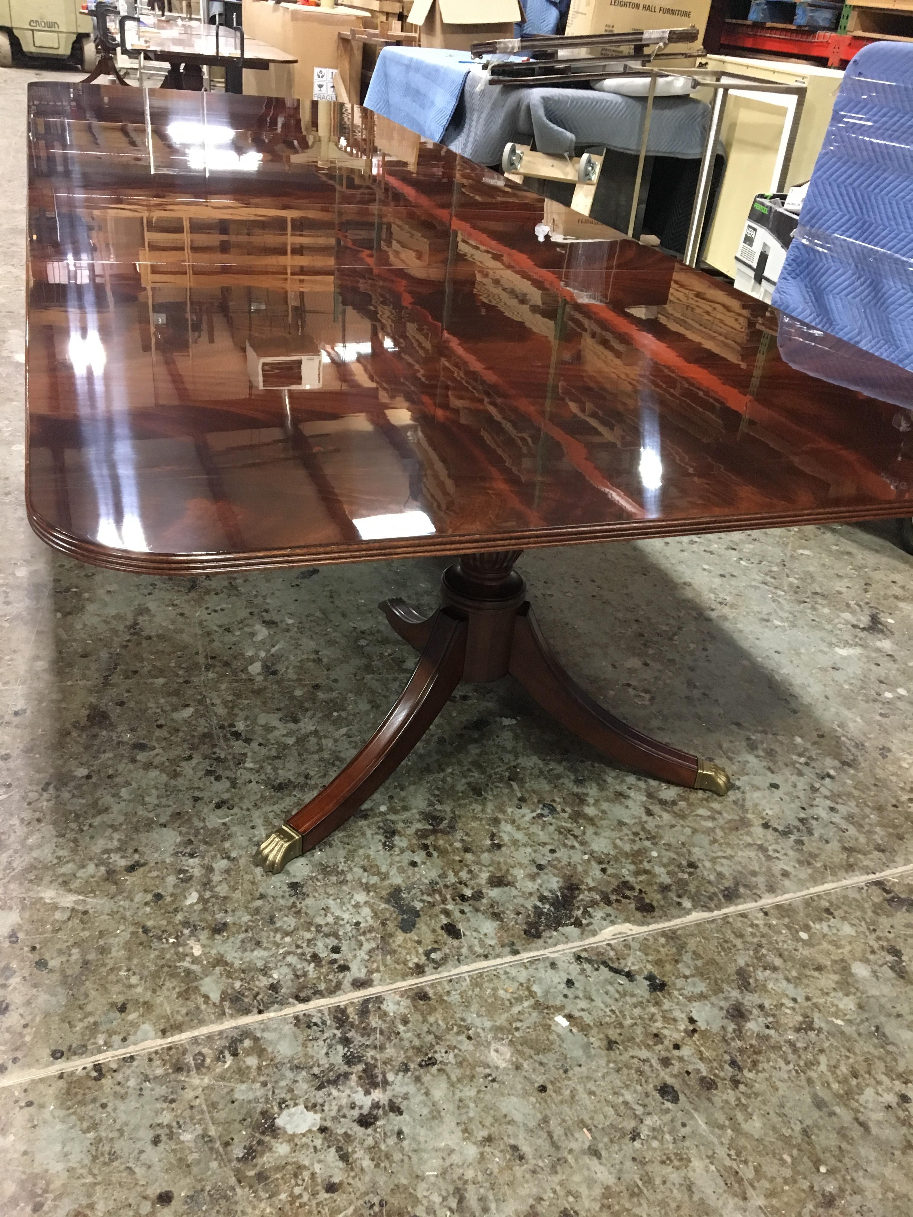 Large Crotch Mahogany Georgian Style Dining Table by Leighton Hall 5