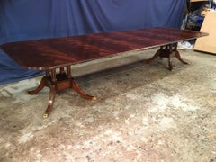 Large Crotch Mahogany Georgian Style Dining Table by Leighton Hall