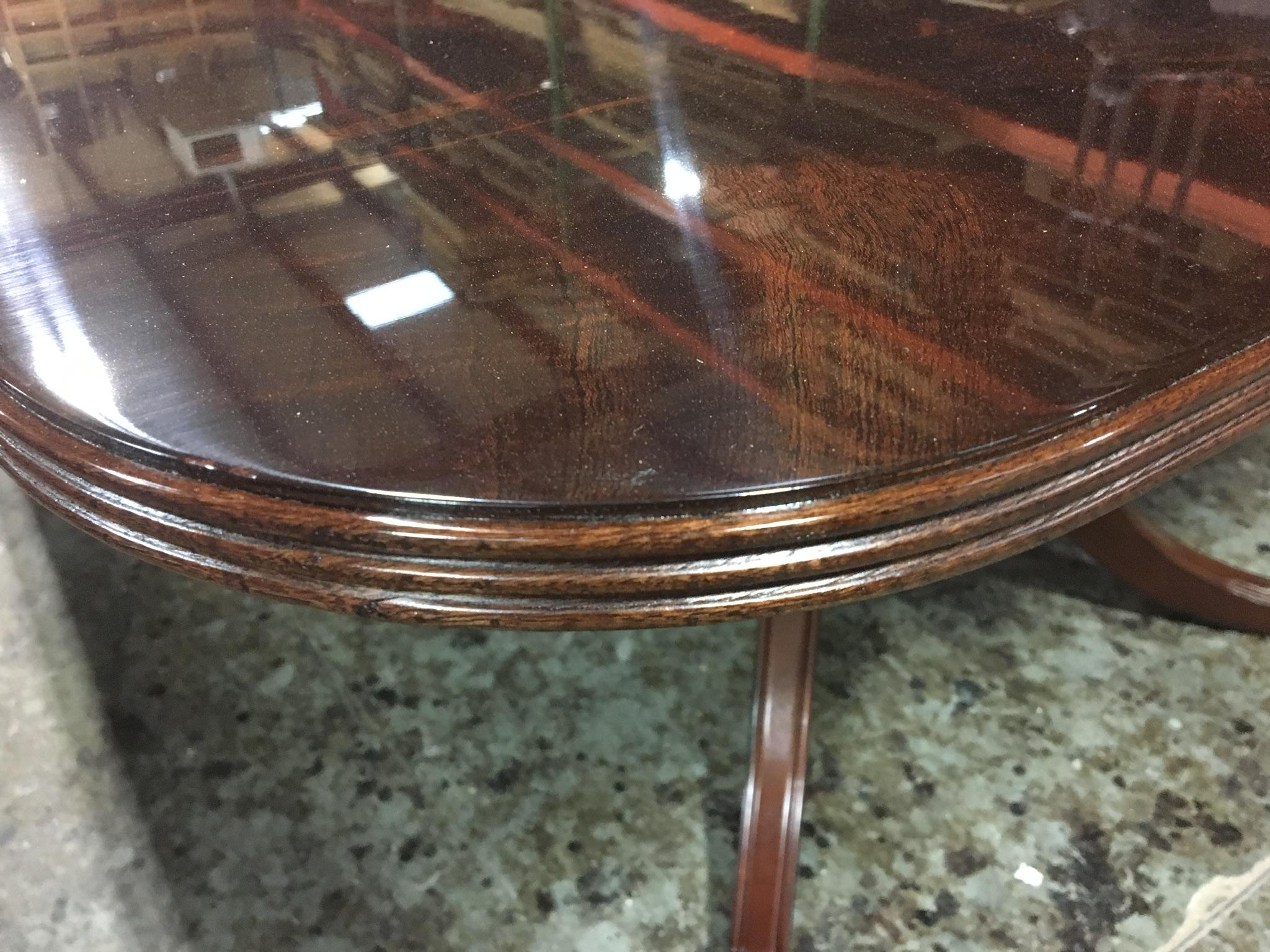 Regency Large Crotch Mahogany Georgian Style Dining Table by Leighton Hall