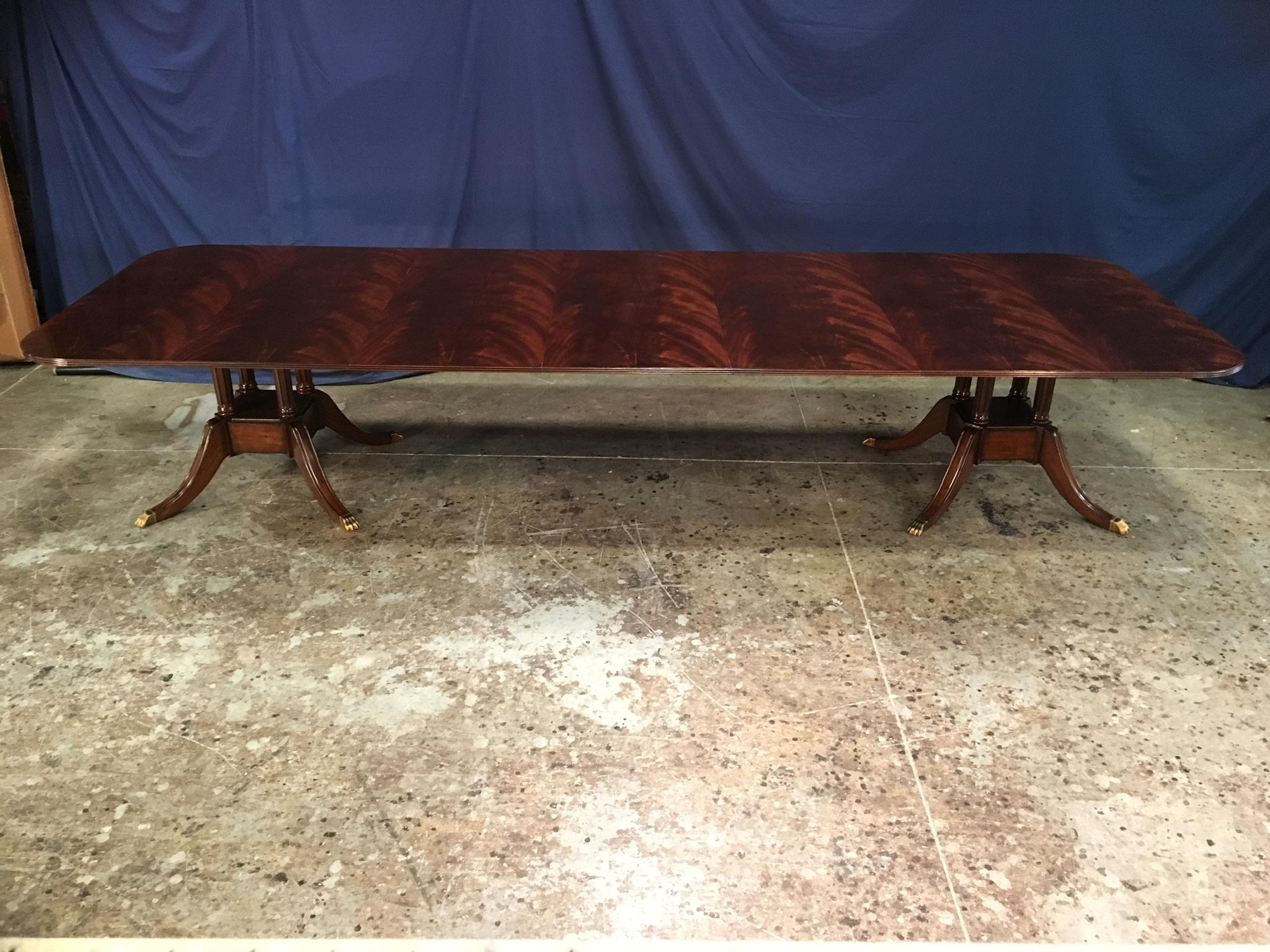 Regency Large Crotch Mahogany Georgian Style Dining Table by Leighton Hall For Sale
