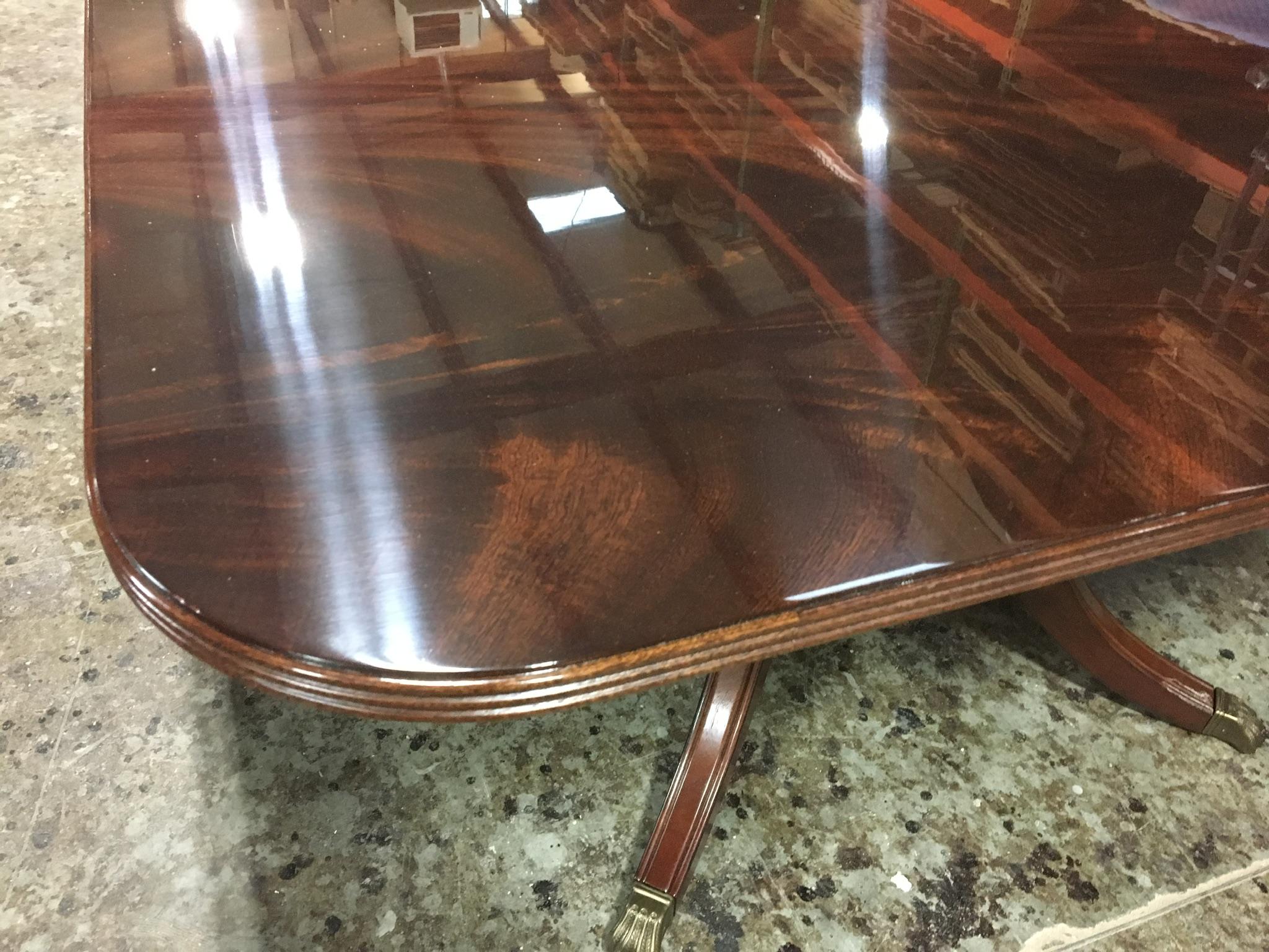 Contemporary Large Crotch Mahogany Georgian Style Dining Table by Leighton Hall