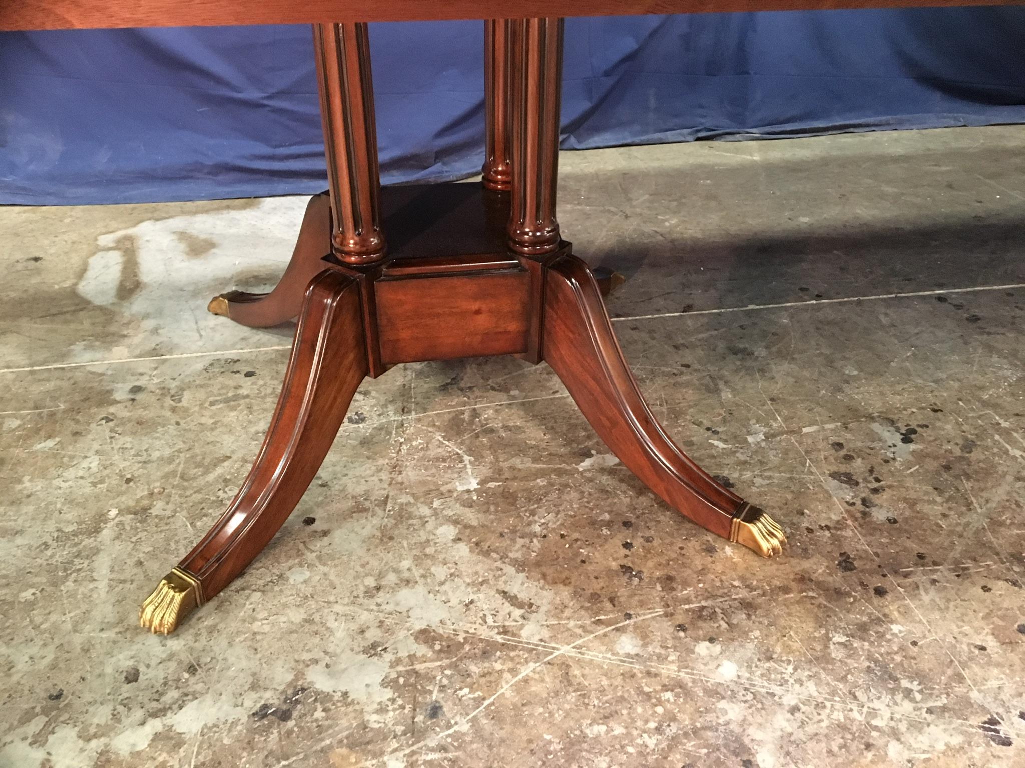 Large Crotch Mahogany Georgian Style Dining Table by Leighton Hall For Sale 2