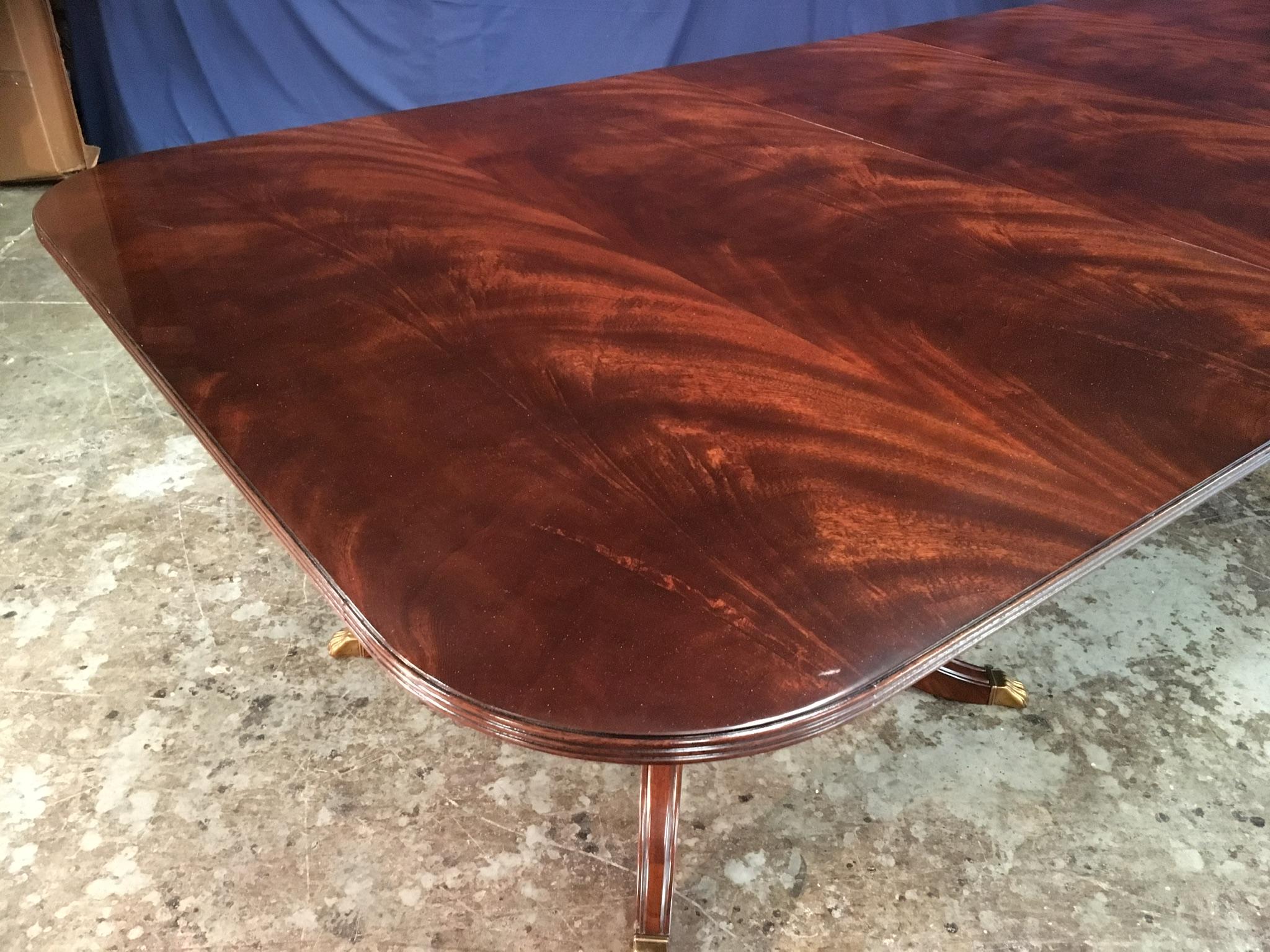 Large Crotch Mahogany Georgian Style Dining Table by Leighton Hall For Sale 3