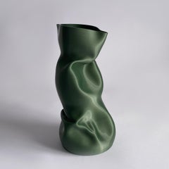 Large Crumpled Vase in Green 3D Printed Plant Based Plastic - Smooth Edition