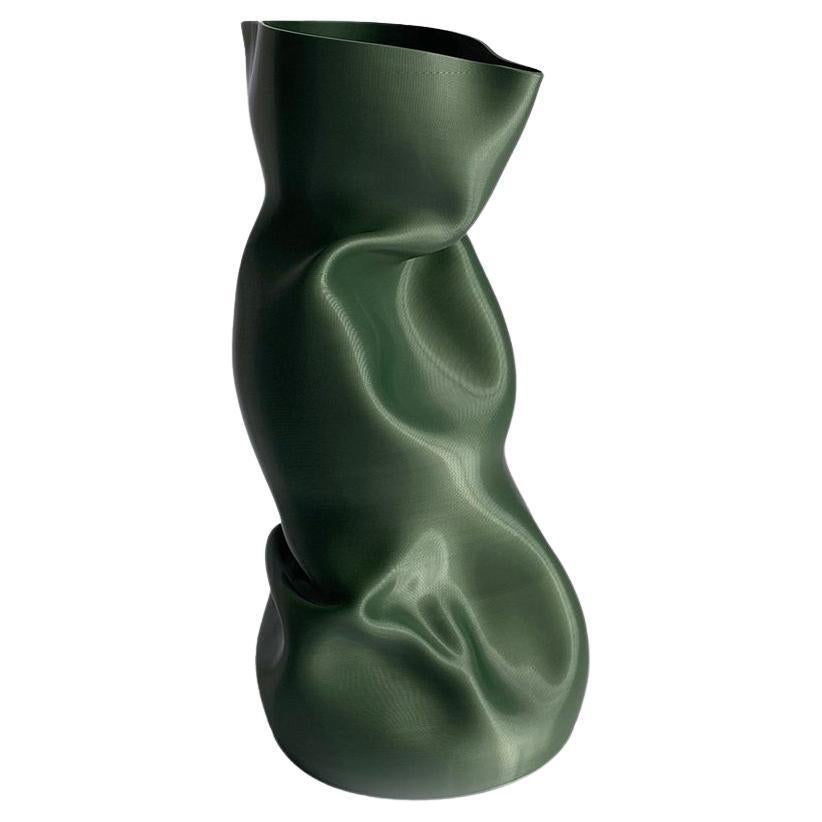 Large Crumpled Vase in Green 3D Printed Plant Based Plastic - Smooth Edition