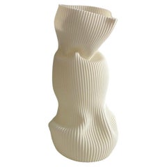 Large Crumpled Vase in Off White 3D Printed Plant Based Plastic