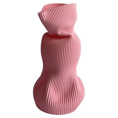 Large Crumpled Vase in Pink 3D Printed Plant Based Plastic