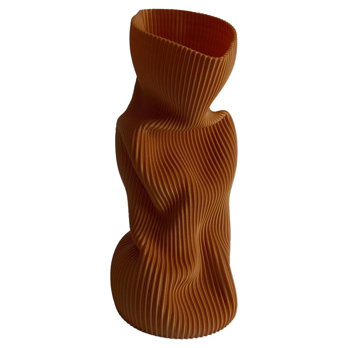 Large Crumpled Vase in Terracotta 3D Printed Plant Based Plastic