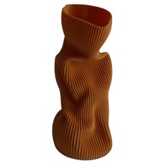 Large Crumpled Vase in Terracotta 3D Printed Plant Based Plastic