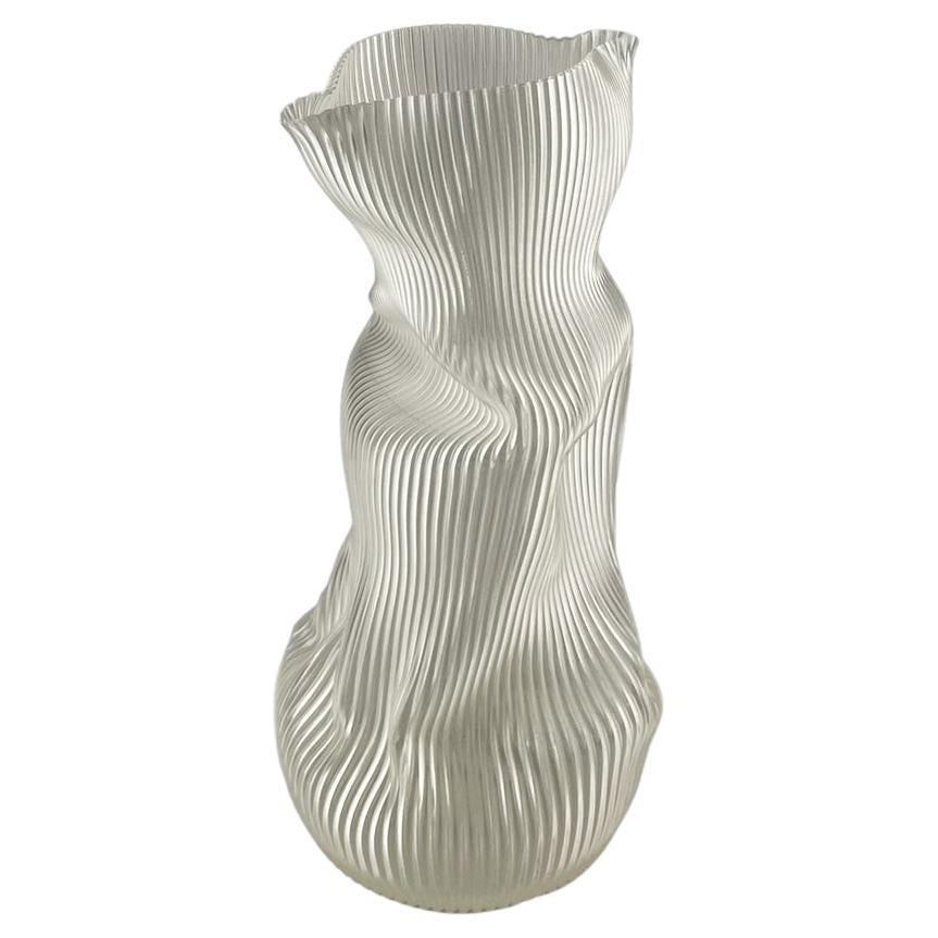 Large Crumpled Vase in Translucent 3D Printed Plant Based Plastic