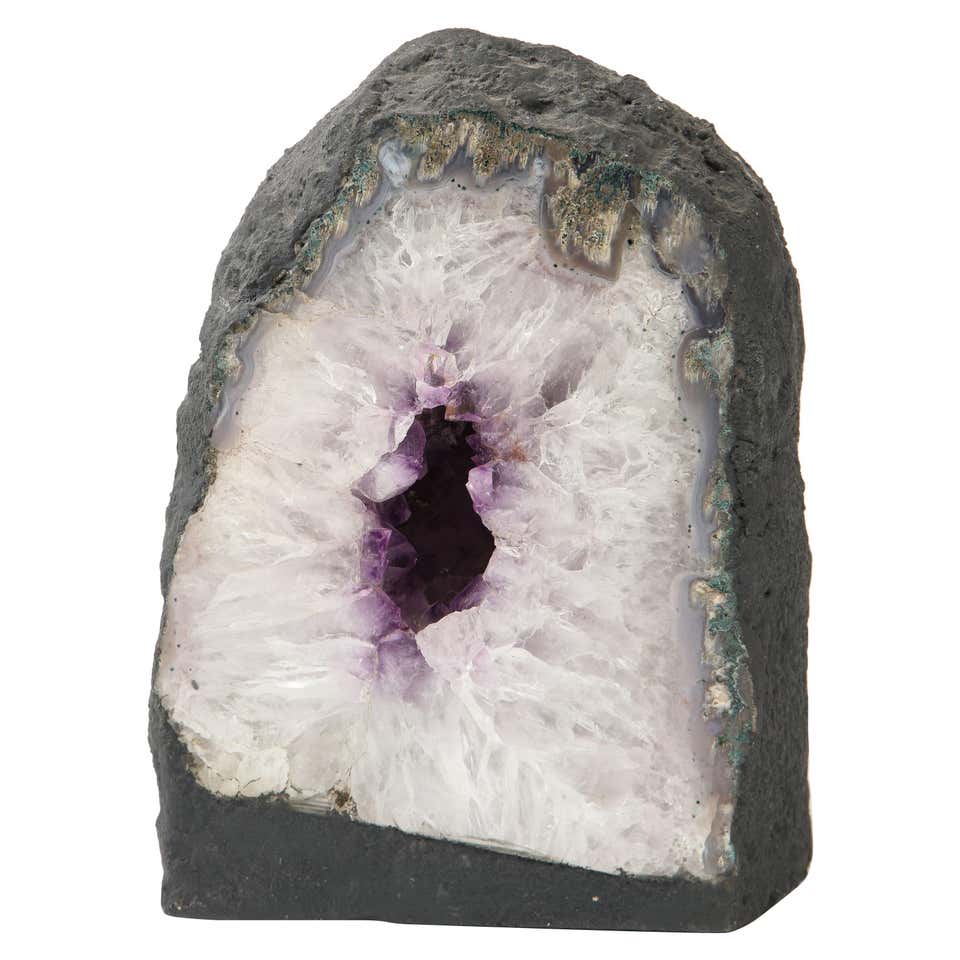 Geodic Crystal Large White Crystal Geode with a Natural Baroque Pearl For Sale at 1stDibs