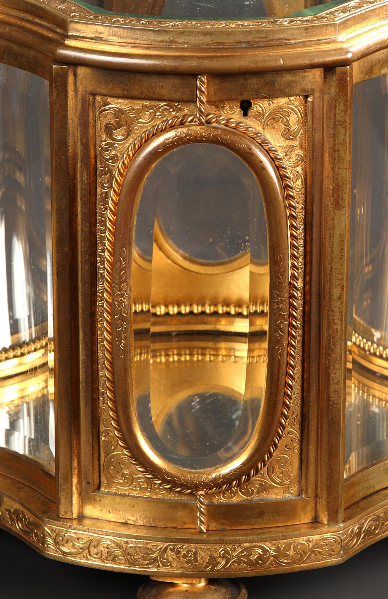 Gilt Crystal & Bronze Display Case Attr. to l'Escalier de Cristal, France, Circa 1880 For Sale