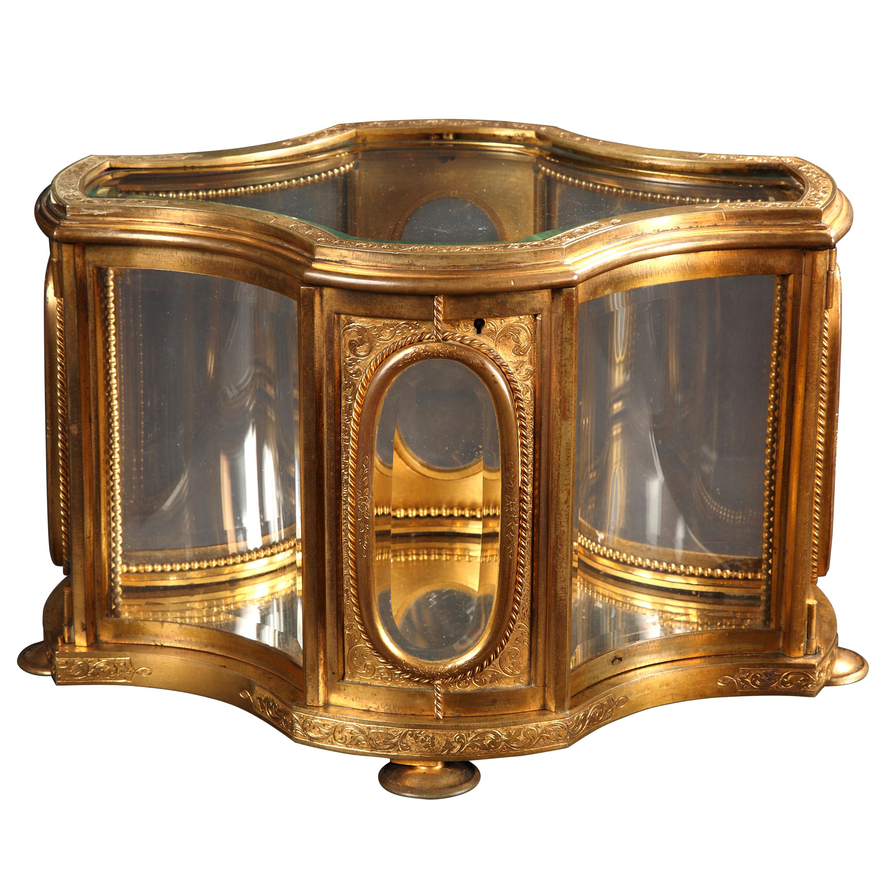 Crystal & Bronze Display Case Attr. to l'Escalier de Cristal, France, Circa 1880 For Sale