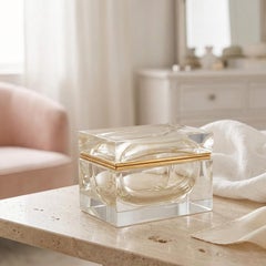 Large Crystal and 24-Kt Gold Rectangular Jewelry Box