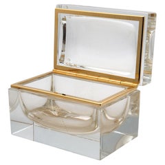 Large Crystal and 24-Kt Gold Rectangular Jewelry Box
