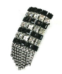 Large Crystal and Jet Fringed Rhinestone Brooch