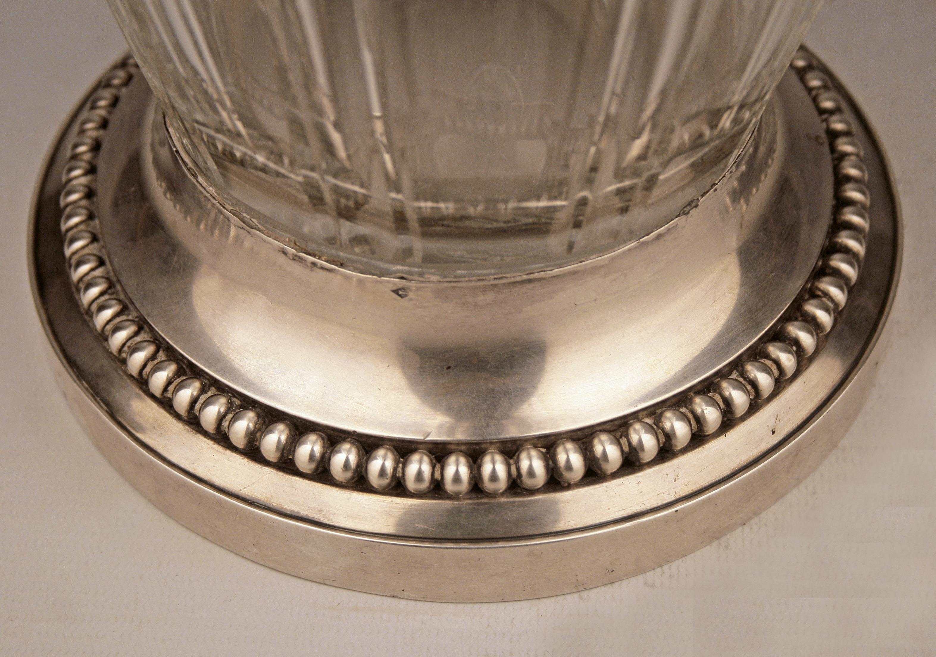Early 20th Century French silver and glass vase