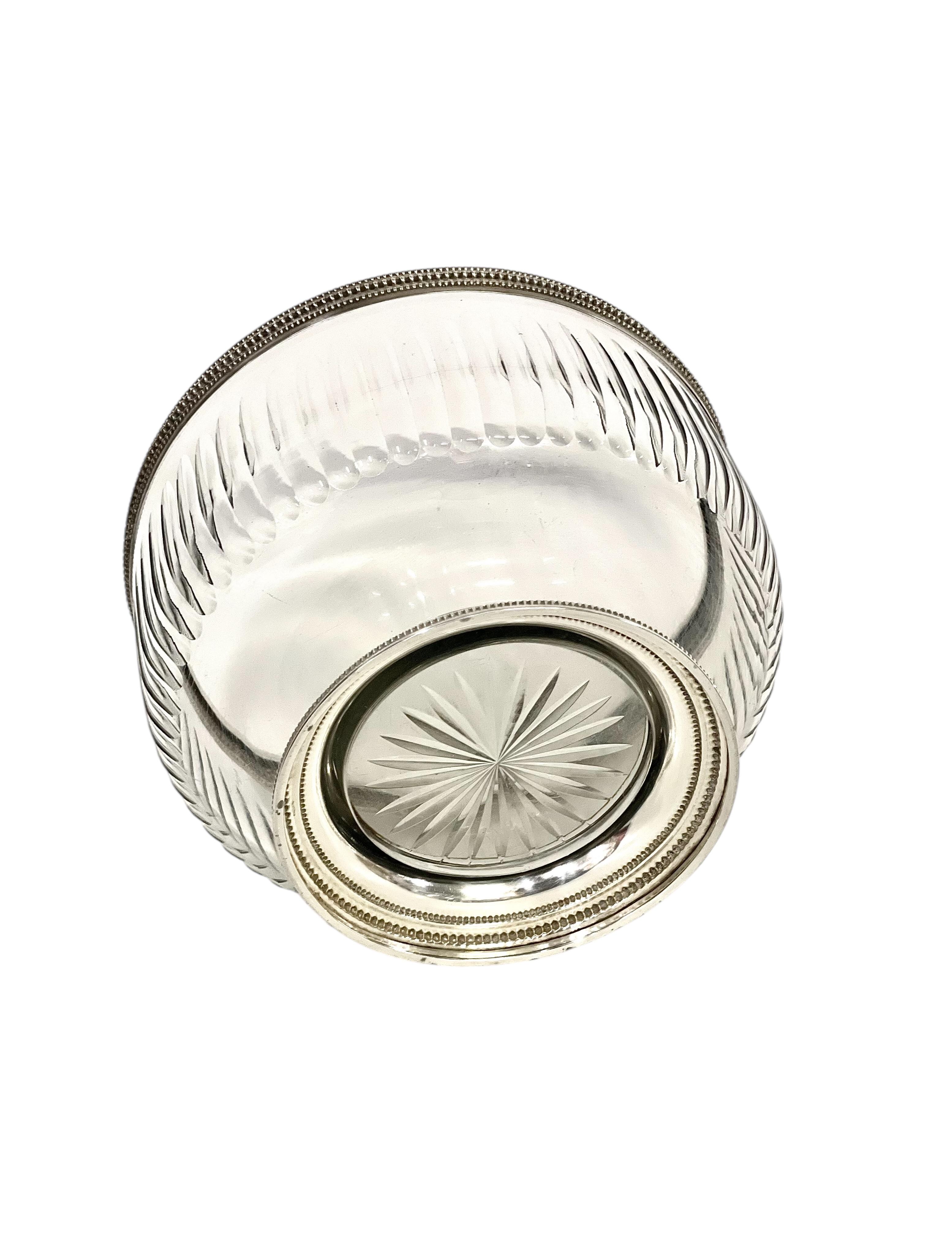 Large Crystal and Sterling Silver Bowl, Late 19th Century For Sale 6