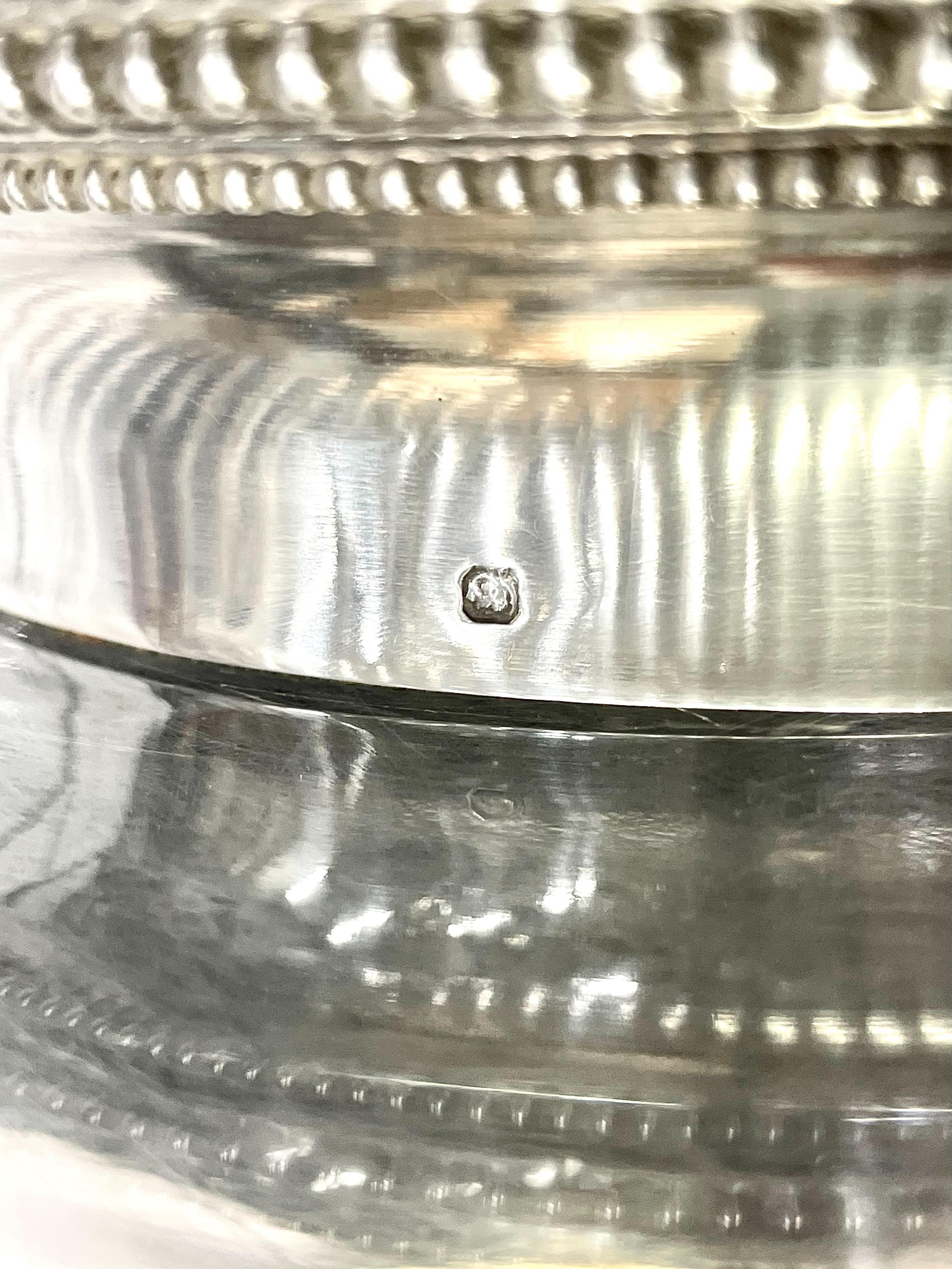 Large Crystal and Sterling Silver Bowl, Late 19th Century For Sale 7