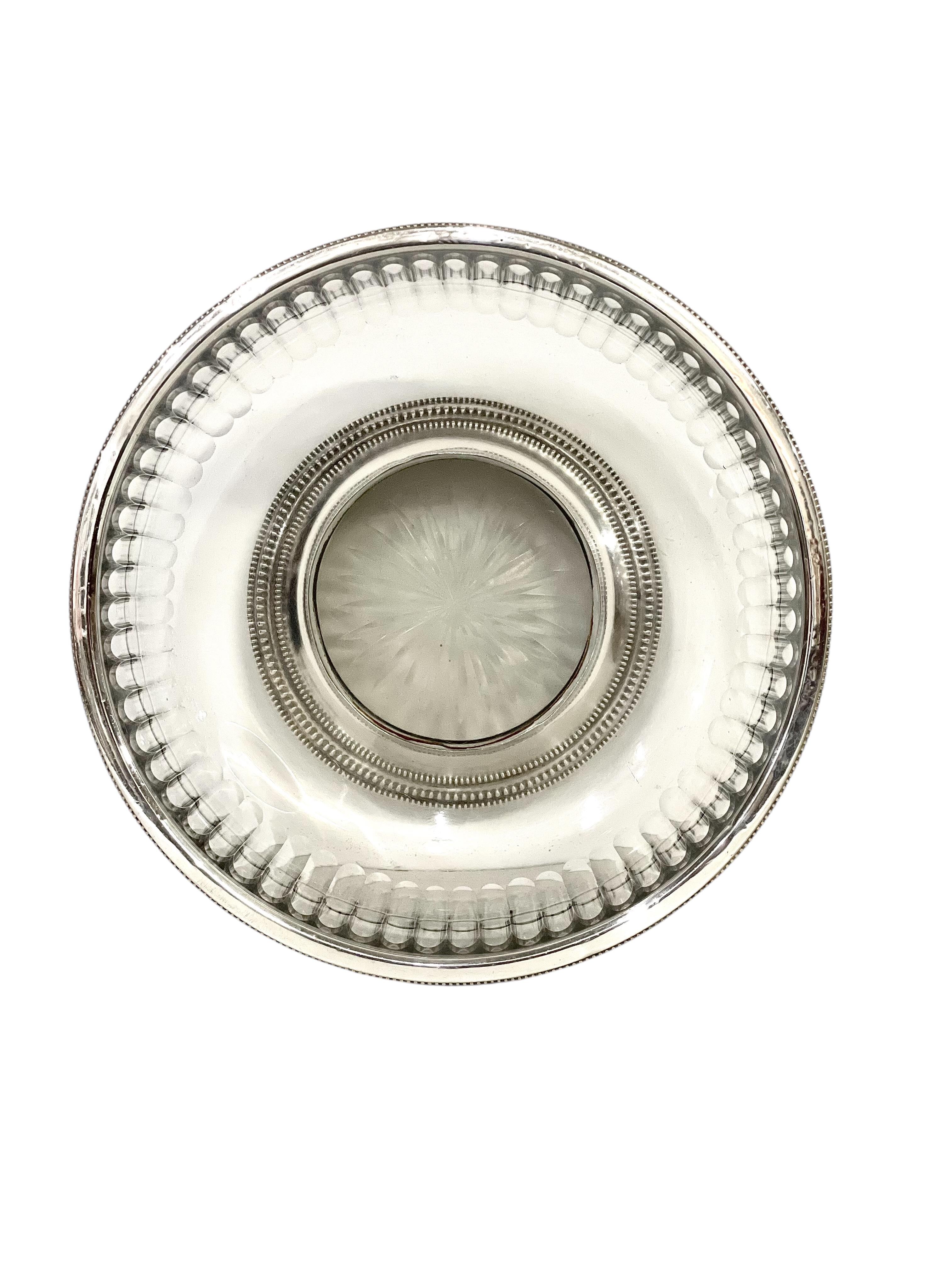 Large Crystal and Sterling Silver Bowl, Late 19th Century In Good Condition For Sale In LA CIOTAT, FR