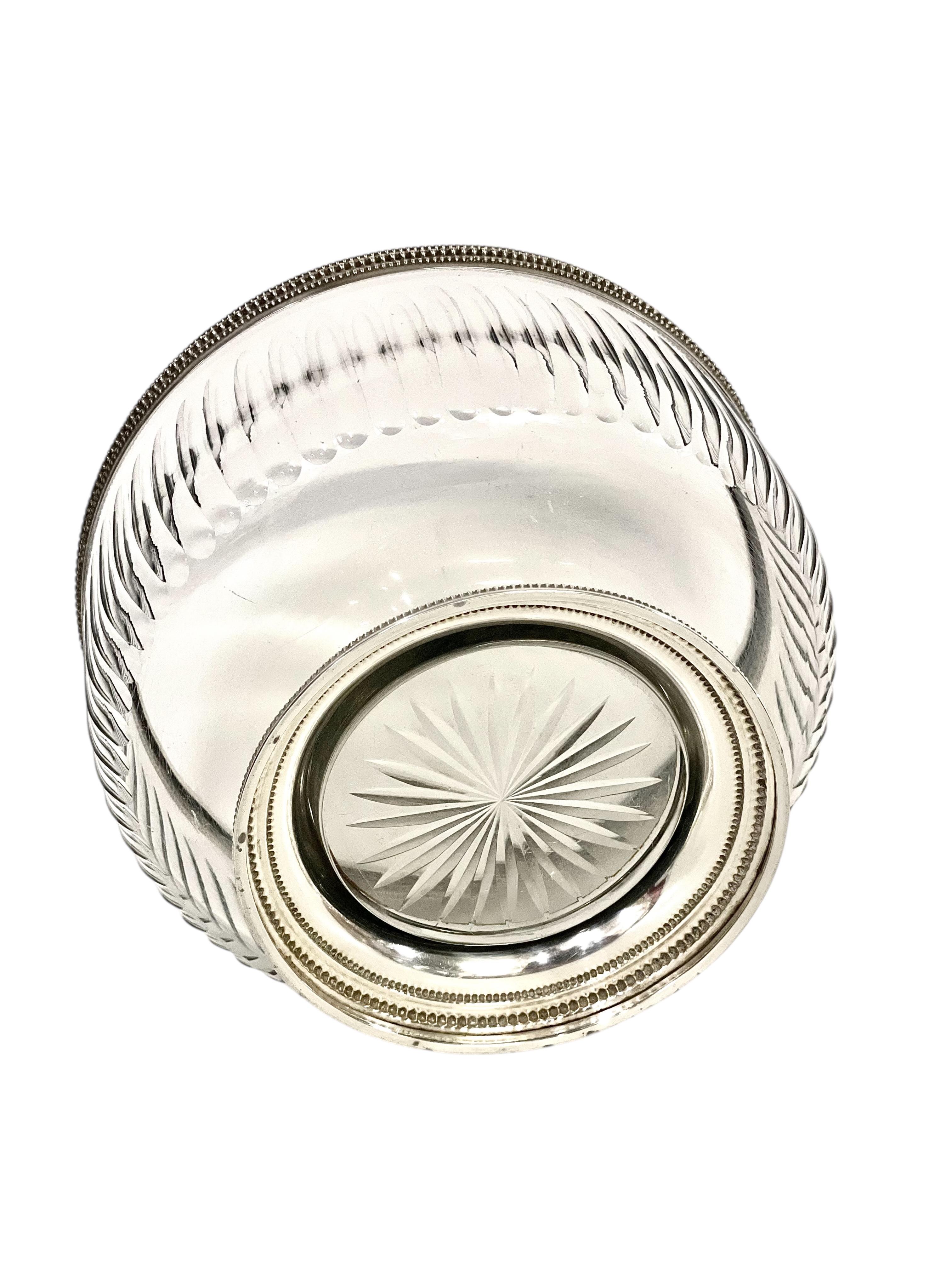 Large Crystal and Sterling Silver Bowl, Late 19th Century For Sale 2