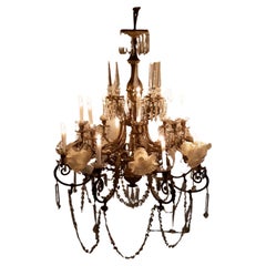 Large Crystal and Tulip Tassel Chandelier