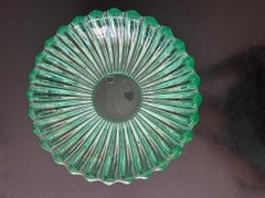 Art Deco Crystal Bowl by Pierre D'Avesn, Emerald Green, France, 1930s
