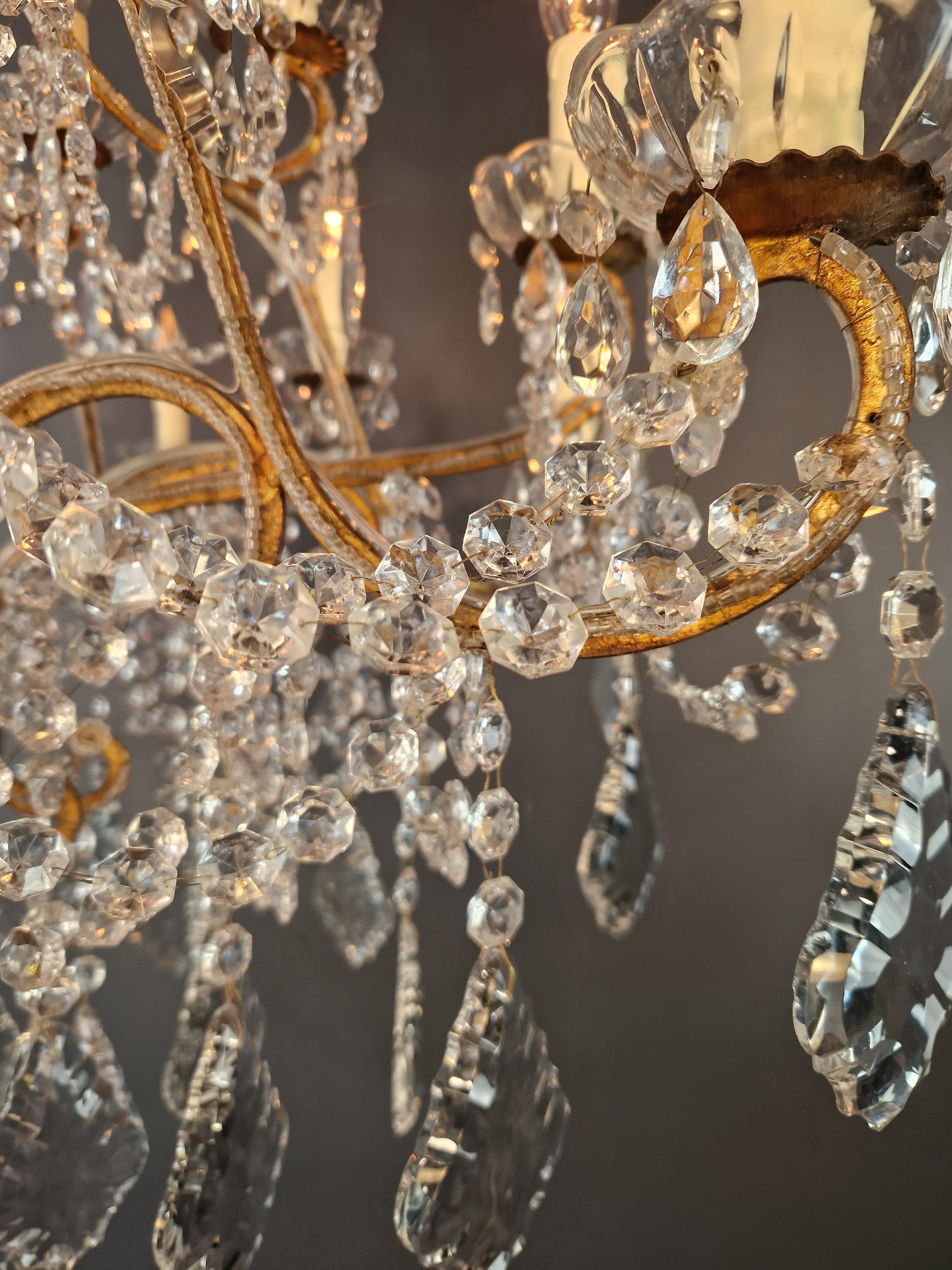 Grand candélabre en cristal, lustre antique, classique, traditionnel, solide, large en vente 3