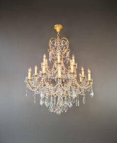 Large crystal candelabra, antique chandelier, classic, traditional, solid, wide